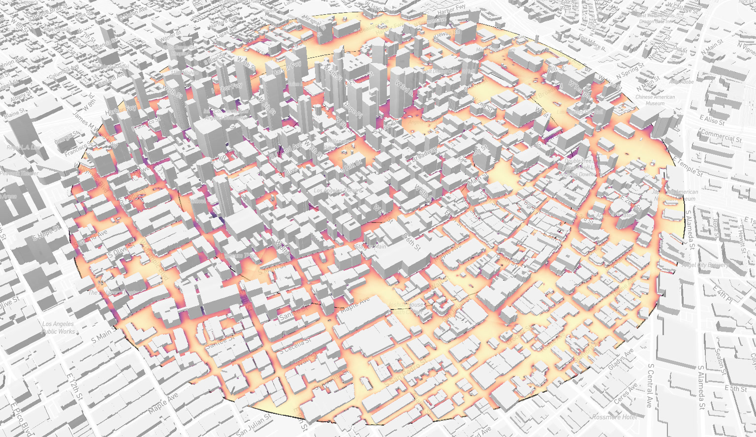 3D city thermal comfort simulation showing large-area coverage