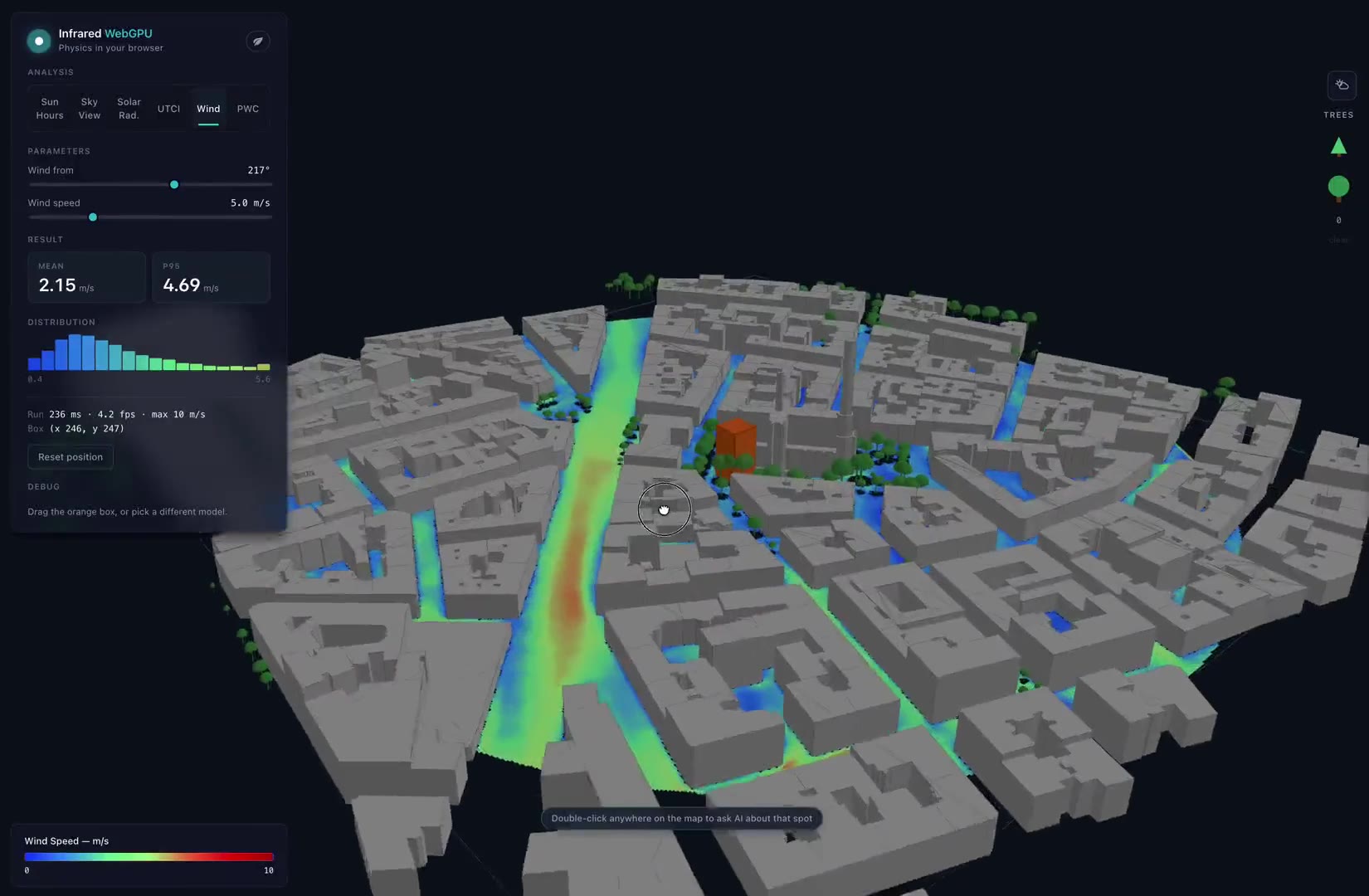 Realtime urban climate recomputing as buildings are edited in Vienna